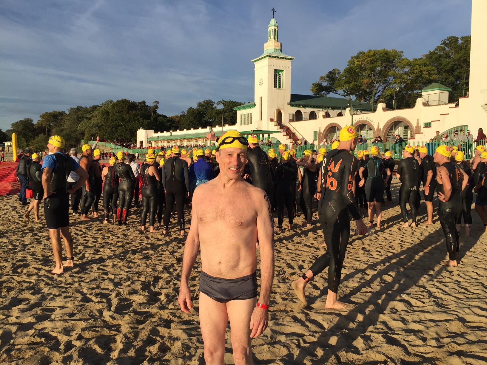 Bruce Ballard participating an open water swim race in Westchester NY.