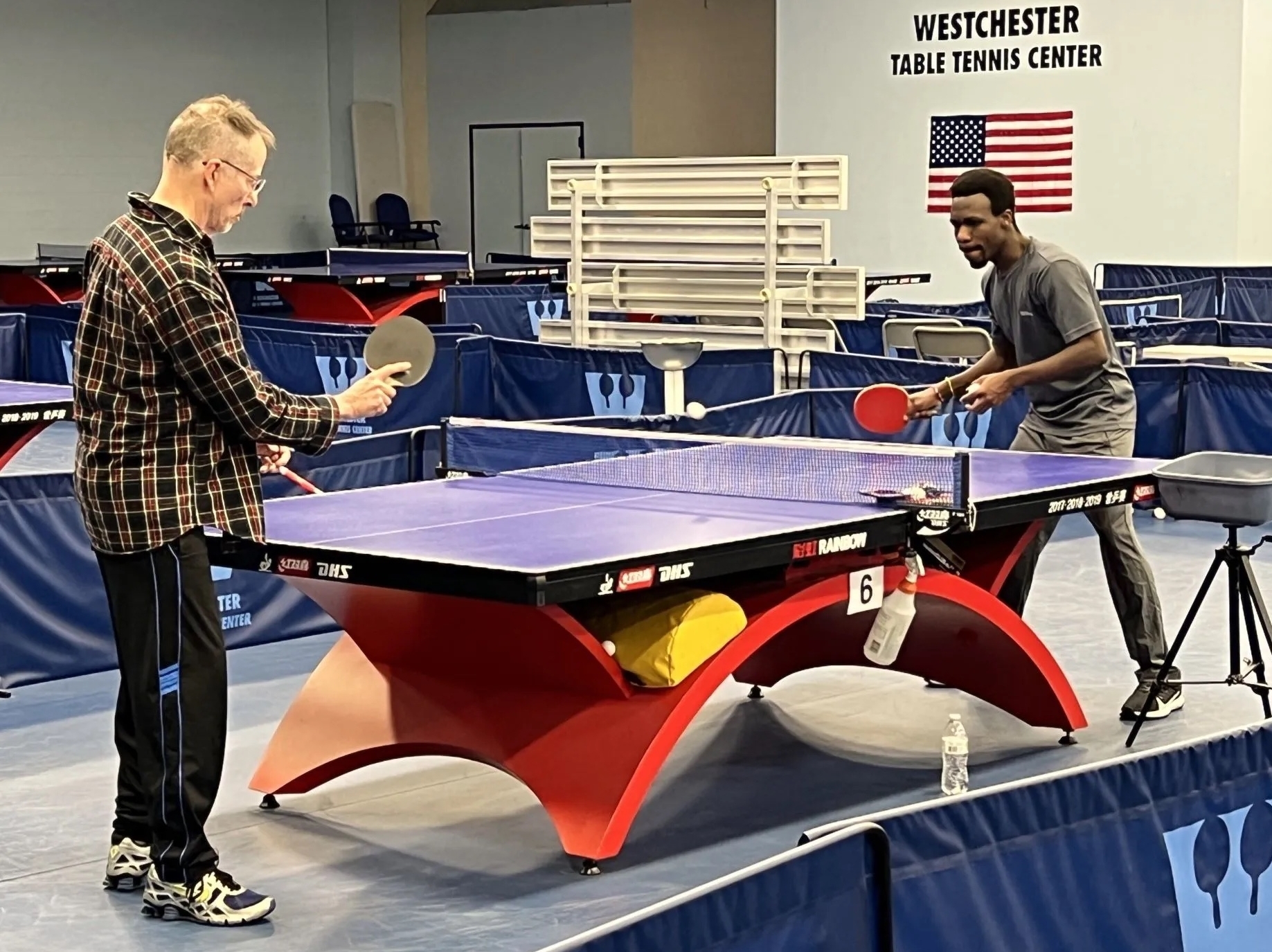 Bruce Ballard playing ping pong at Westchester Table Tennis Center